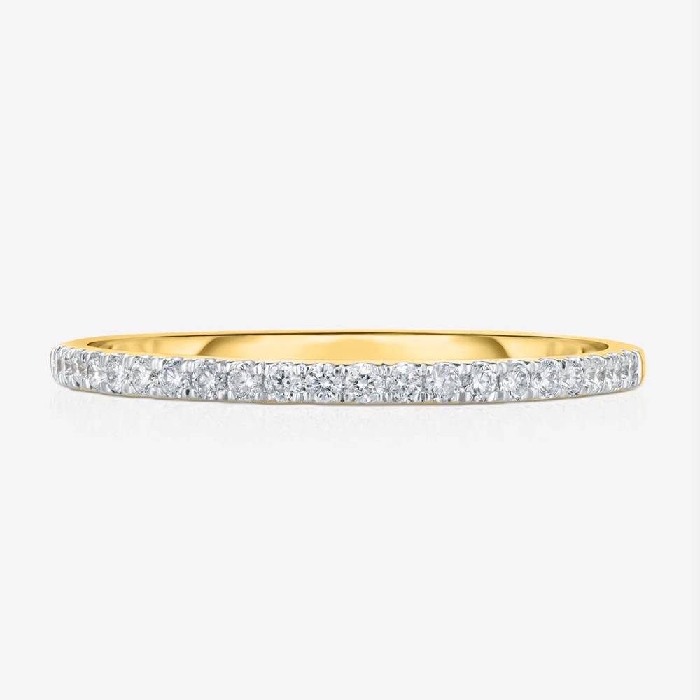 NEW 14K Yellow Gold 1.3 mm Perfect Pavé Diamond Ring, Size 3, Ring Concierge